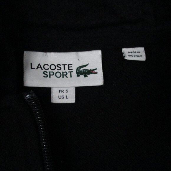 Lacoste Sport Jacket Mens Large Black 4 Lightweight Bi Material Hoodie Full Zip - Picture 6 of 9